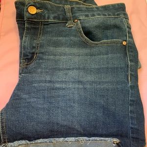 Dark wash denim shorts